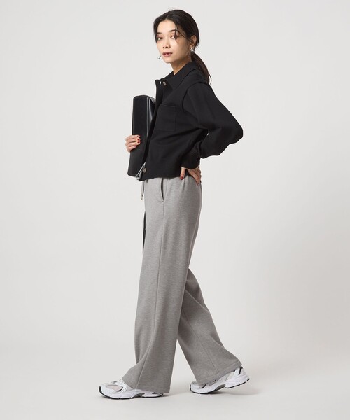 green label relaxing（グリーンレーベルリラクシング）の「ウラキモウ ピケ パンツ（スウェットパンツ・レディース・ブラック/グレー・FREE）」の7枚目の写真