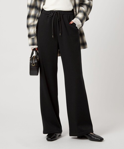 green label relaxing（グリーンレーベルリラクシング）の「ウラキモウ ピケ パンツ（スウェットパンツ・レディース・ブラック/グレー・FREE）」の8枚目の写真