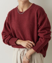 モチモチクルーネックニットプルオーバー