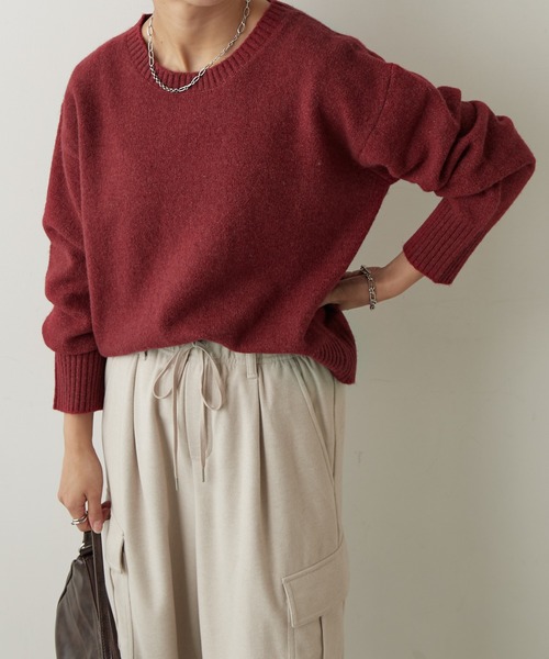 セール】モチモチクルーネックニットプルオーバー（ニット/セーター