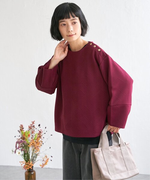 LBC（エルビーシー）の「幾何学ジャカード袖パフプルオーバー（Tシャツ/カットソー・レディース・ワイン/ホワイト/ブラック・M）」の10枚目の写真