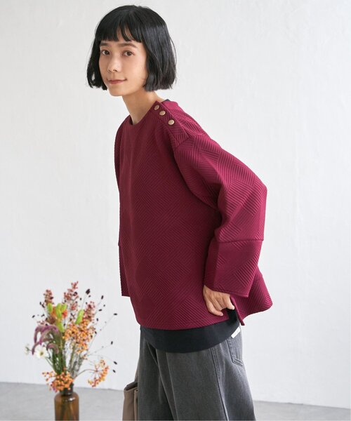 LBC（エルビーシー）の「幾何学ジャカード袖パフプルオーバー（Tシャツ/カットソー・レディース・ワイン/ホワイト/ブラック・M）」の11枚目の写真