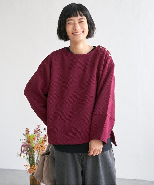 LBC（エルビーシー）の「幾何学ジャカード袖パフプルオーバー（Tシャツ/カットソー・レディース・ワイン/ホワイト/ブラック・M）」の13枚目の写真