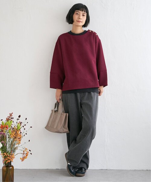 LBC（エルビーシー）の「幾何学ジャカード袖パフプルオーバー（Tシャツ/カットソー・レディース・ワイン/ホワイト/ブラック・M）」の14枚目の写真