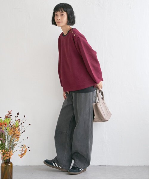 LBC（エルビーシー）の「幾何学ジャカード袖パフプルオーバー（Tシャツ/カットソー・レディース・ワイン/ホワイト/ブラック・M）」の15枚目の写真