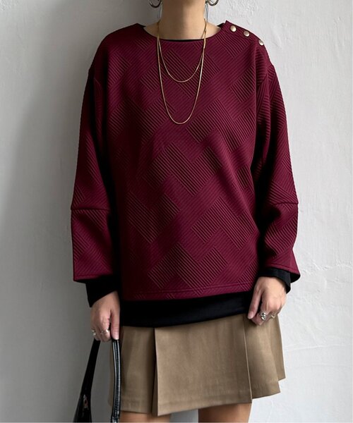 LBC（エルビーシー）の「幾何学ジャカード袖パフプルオーバー（Tシャツ/カットソー・レディース・ワイン/ホワイト/ブラック・M）」の17枚目の写真