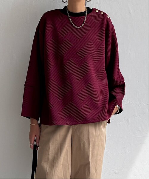 LBC（エルビーシー）の「幾何学ジャカード袖パフプルオーバー（Tシャツ/カットソー・レディース・ワイン/ホワイト/ブラック・M）」の18枚目の写真