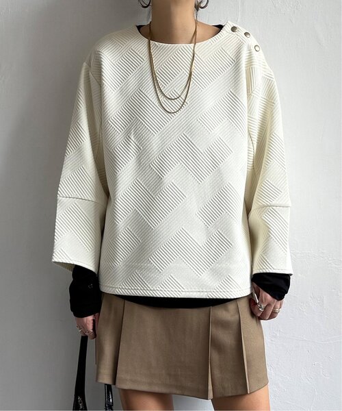 LBC（エルビーシー）の「幾何学ジャカード袖パフプルオーバー（Tシャツ/カットソー・レディース・ワイン/ホワイト/ブラック・M）」の20枚目の写真