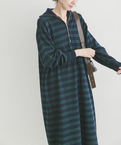 ITEMS URBANRESEARCH(アイテムズ アーバンリサーチ)の「ハーフジップポロワンピース(ワンピース・レディース・ネイビー/ボルドー・FREE)」の3枚目の写真