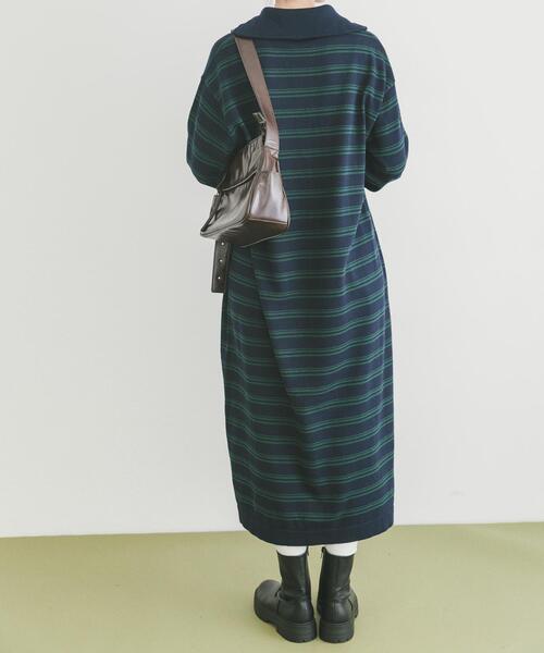 ITEMS URBANRESEARCH(アイテムズ アーバンリサーチ)の「ハーフジップポロワンピース(ワンピース・レディース・ネイビー/ボルドー・FREE)」の5枚目の写真