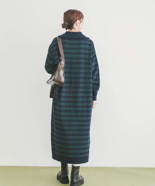 ITEMS URBANRESEARCH(アイテムズ アーバンリサーチ)の「ハーフジップポロワンピース(ワンピース・レディース・ネイビー/ボルドー・FREE)」の7枚目の写真