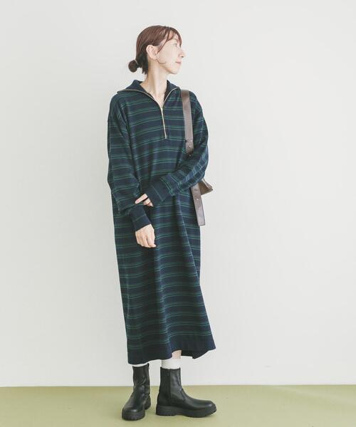 セール】ハーフジップポロワンピース（ワンピース）｜ITEMS