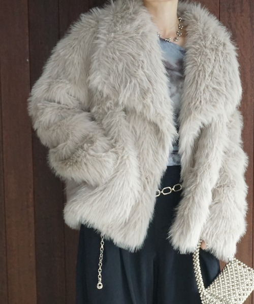 LONSLAN】ミックスファー ボリューム ショートコート CHLONW24a014