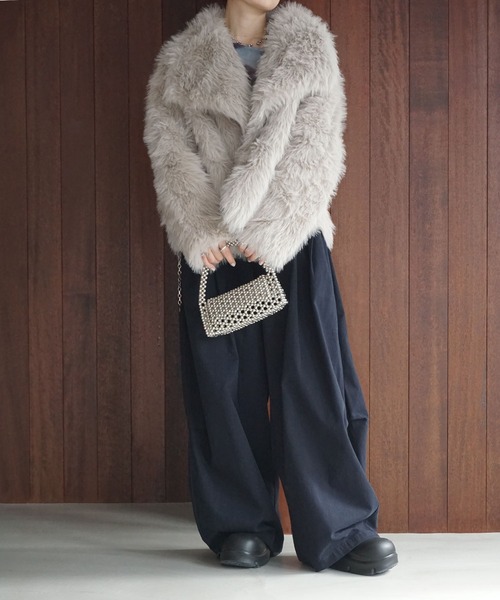 シャギーフェイクファーコート chw25a096-ファッション通販サイト