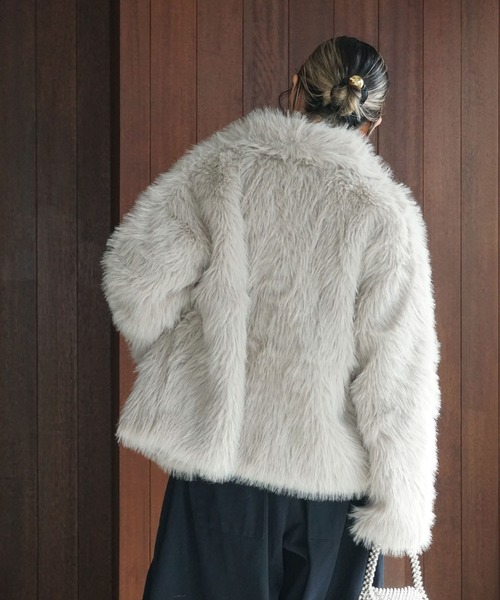 BALMAIN ライトグレー ファーコート L BALMAIN ライトグレー ファーコート L ZW COLLECTION フェイクファー