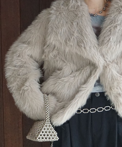chuclla（チュクラ）の「シャギーフェイクファーコート chw25a096（その他アウター・レディース・アイボリー/グレー・FREE）」の13枚目の写真