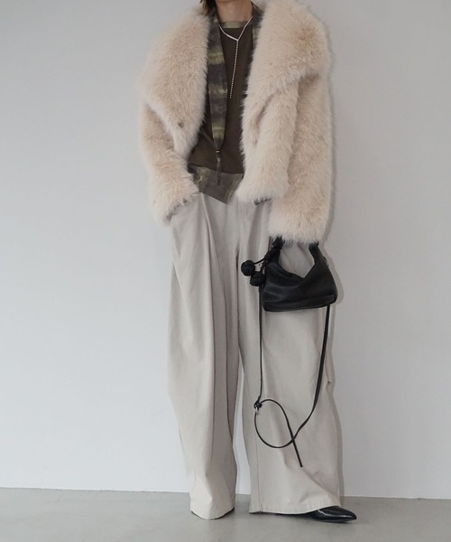 chuclla（チュクラ）の「シャギーフェイクファーコート chw25a096（その他アウター・レディース・アイボリー/グレー・FREE）」の14枚目の写真