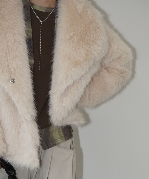 chuclla（チュクラ）の「シャギーフェイクファーコート chw25a096（その他アウター・レディース・アイボリー/グレー・FREE）」の15枚目の写真