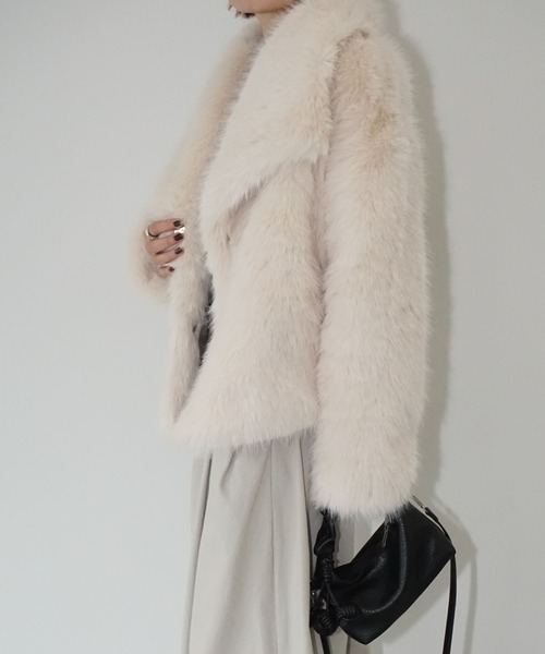 chuclla（チュクラ）の「シャギーフェイクファーコート chw25a096（その他アウター・レディース・アイボリー/グレー・FREE）」の16枚目の写真