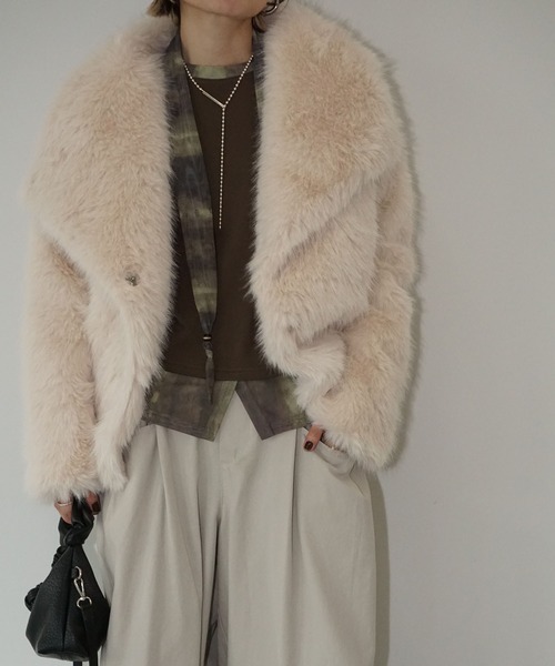 chuclla（チュクラ）の「シャギーフェイクファーコート chw25a096（その他アウター・レディース・アイボリー/グレー・FREE）」の19枚目の写真