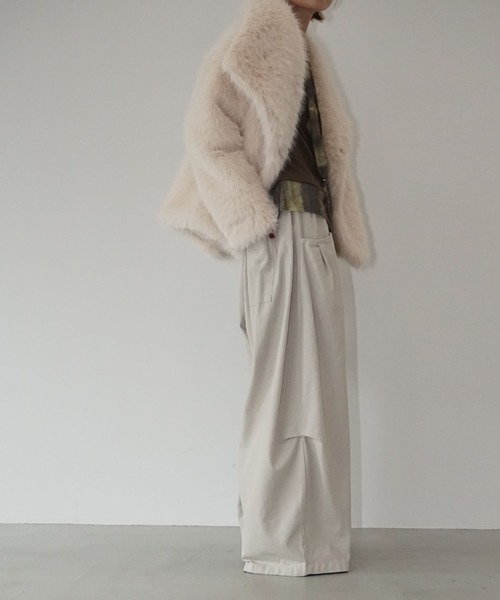 chuclla（チュクラ）の「シャギーフェイクファーコート chw25a096（その他アウター・レディース・アイボリー/グレー・FREE）」の20枚目の写真