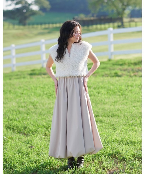 NOTREemor(ノートルエモア)の「ballerina balloon camisole dress(ワンピース・レディース・モカ/ブラック・FREE)」の6枚目の写真