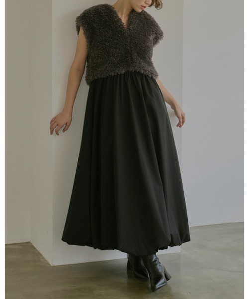 NOTREemor(ノートルエモア)の「ballerina balloon camisole dress(ワンピース・レディース・モカ/ブラック・FREE)」の15枚目の写真