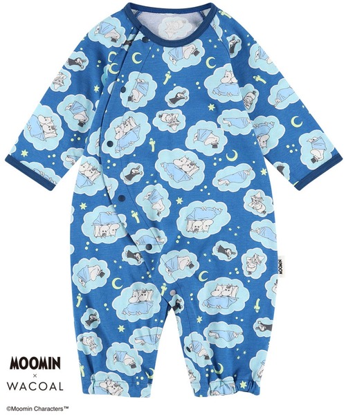 WACOAL KIDS BABY(ワコールキッズベイビー)の「ワコールベビー 「ムーミンコラボ」 ベビープレオール 長袖(ベビーパジャマ/スリーパー・キッズ・ピンク/ネイビー・70-80/50-70)」の2枚目の写真