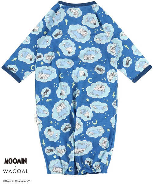WACOAL KIDS BABY(ワコールキッズベイビー)の「ワコールベビー 「ムーミンコラボ」 ベビープレオール 長袖(ベビーパジャマ/スリーパー・キッズ・ピンク/ネイビー・70-80/50-70)」の4枚目の写真