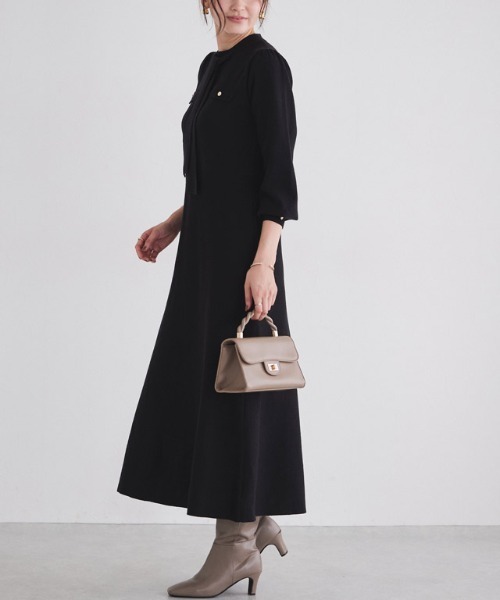 ボウタイポケットニットワンピース（ワンピース）｜Pierrot（ピエロ