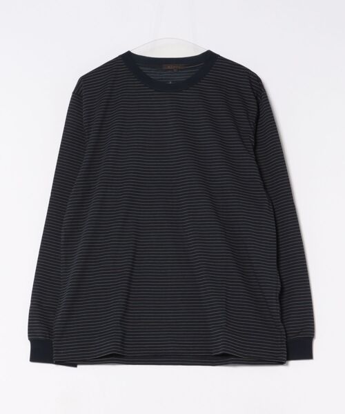 m.f.editorial（エムエフエディトリアル）の「【ウォッシャブル】m.f.エディトリアル メンズ マルチボーダー クルーネック長袖Tシャツ（Tシャツ/カットソー・メンズ・ネイビー/ブラウン・MEDIUM/LARGE/X-LARGE）」の21枚目の写真