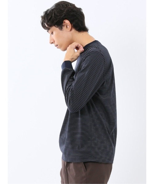 m.f.editorial（エムエフエディトリアル）の「【ウォッシャブル】m.f.エディトリアル メンズ マルチボーダー クルーネック長袖Tシャツ（Tシャツ/カットソー・メンズ・ネイビー/ブラウン・MEDIUM/LARGE/X-LARGE）」の22枚目の写真