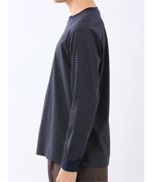 m.f.editorial（エムエフエディトリアル）の「【ウォッシャブル】m.f.エディトリアル メンズ マルチボーダー クルーネック長袖Tシャツ（Tシャツ/カットソー・メンズ・ネイビー/ブラウン・MEDIUM/LARGE/X-LARGE）」の10枚目の写真