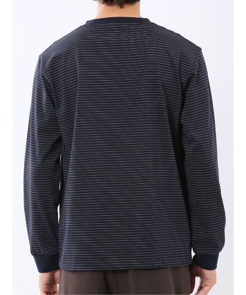 m.f.editorial（エムエフエディトリアル）の「【ウォッシャブル】m.f.エディトリアル メンズ マルチボーダー クルーネック長袖Tシャツ（Tシャツ/カットソー・メンズ・ネイビー/ブラウン・MEDIUM/LARGE/X-LARGE）」の11枚目の写真