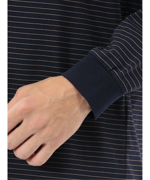 m.f.editorial（エムエフエディトリアル）の「【ウォッシャブル】m.f.エディトリアル メンズ マルチボーダー クルーネック長袖Tシャツ（Tシャツ/カットソー・メンズ・ネイビー/ブラウン・MEDIUM/LARGE/X-LARGE）」の4枚目の写真