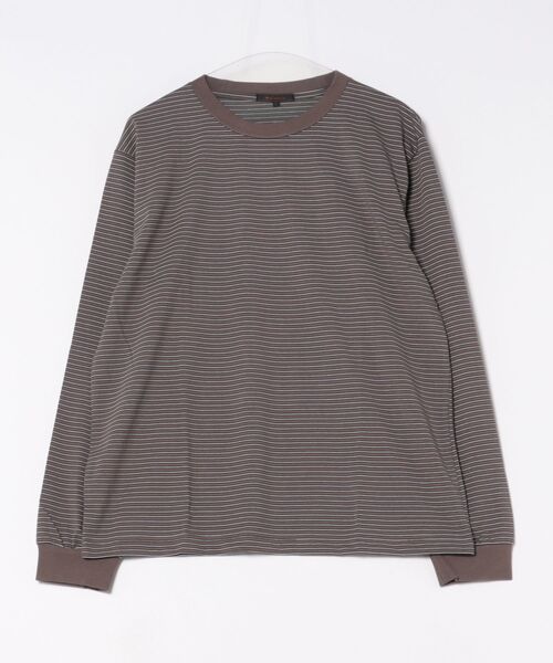 m.f.editorial（エムエフエディトリアル）の「【ウォッシャブル】m.f.エディトリアル メンズ マルチボーダー クルーネック長袖Tシャツ（Tシャツ/カットソー・メンズ・ネイビー/ブラウン・MEDIUM/LARGE/X-LARGE）」の5枚目の写真