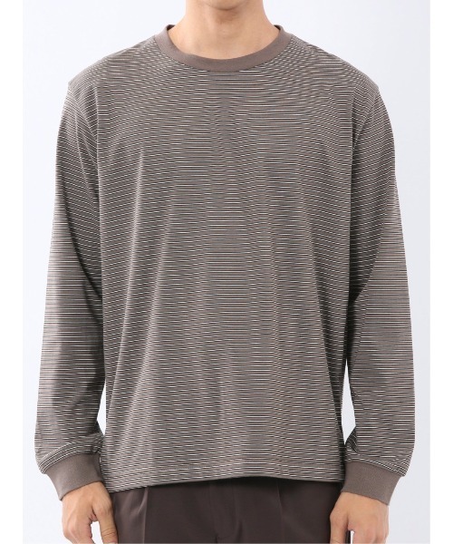 m.f.editorial（エムエフエディトリアル）の「【ウォッシャブル】m.f.エディトリアル メンズ マルチボーダー クルーネック長袖Tシャツ（Tシャツ/カットソー・メンズ・ネイビー/ブラウン・MEDIUM/LARGE/X-LARGE）」の17枚目の写真