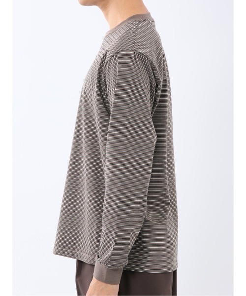 m.f.editorial（エムエフエディトリアル）の「【ウォッシャブル】m.f.エディトリアル メンズ マルチボーダー クルーネック長袖Tシャツ（Tシャツ/カットソー・メンズ・ネイビー/ブラウン・MEDIUM/LARGE/X-LARGE）」の18枚目の写真