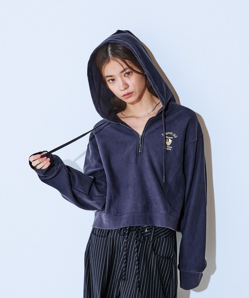 セール】ハーフZIPカレッジショートフーディー/618602（スウェット