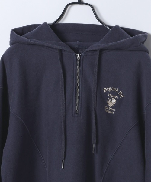 JEANASIS（ジーナシス）の「ハーフZIPカレッジショートフーディー/618602（スウェット・レディース・ネイビー/グレー・FREE）」の4枚目の写真