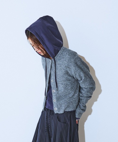 JEANASIS（ジーナシス）の「ハーフZIPカレッジショートフーディー/618602（スウェット・レディース・ネイビー/グレー・FREE）」の18枚目の写真