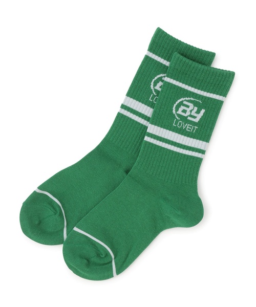 by LOVEiT（バイラビット）の「ロゴクルーソックス（ソックス/靴下・キッズ・ピンク/グリーン/ブラック/オフホワイト・L/M）」の3枚目の写真
