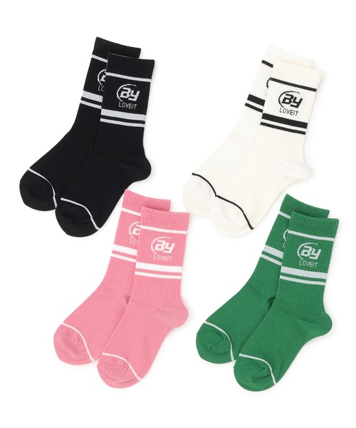 by LOVEiT（バイラビット）の「ロゴクルーソックス（ソックス/靴下・キッズ・ピンク/グリーン/ブラック/オフホワイト・L/M）」の5枚目の写真