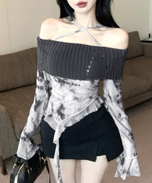 タイダイ柄オフショルトップス