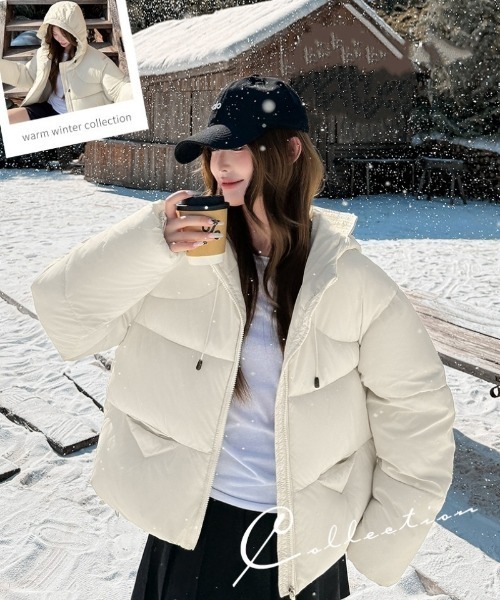 セール】フード付き エコダウンジャケット（ダウンジャケット/コート