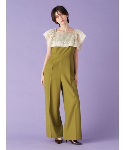 LILY BROWN（リリーブラウン）の「レースカラーコンビネゾン（ワンピース・レディース・オリーブ/ブラック/ブルー・1/0）」の4枚目の写真