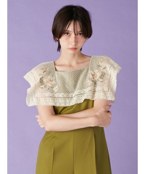 LILY BROWN（リリーブラウン）の「レースカラーコンビネゾン（ワンピース・レディース・オリーブ/ブラック/ブルー・1/0）」の7枚目の写真