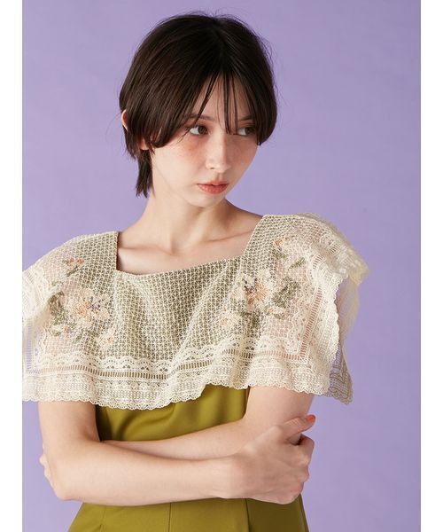 LILY BROWN（リリーブラウン）の「レースカラーコンビネゾン（ワンピース・レディース・オリーブ/ブラック/ブルー・1/0）」の8枚目の写真