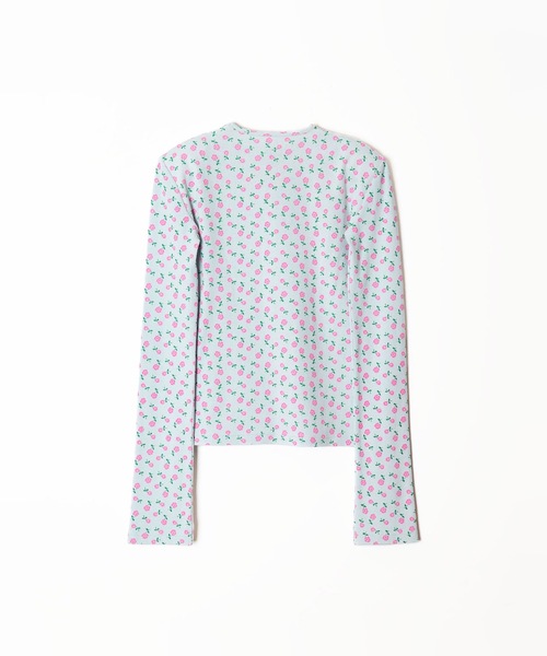 HOLIDAY（ホリデイ）の「SUPER RIB PADDED SHOULDER CREW-NECK L/S TOPS (FLOWER) スーパーリブパディッドショルダークルーネックロングスリーブトップス (フラワー)（Tシャツ/カットソー・レディース・チャコールグレー/ブルー・ONE SIZE）」の3枚目の写真