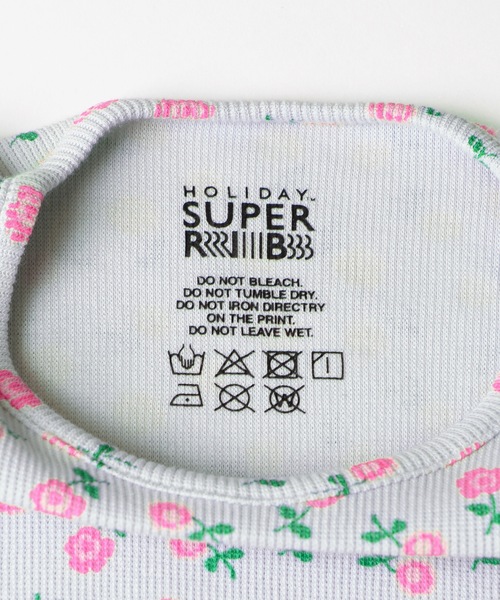 HOLIDAY（ホリデイ）の「SUPER RIB PADDED SHOULDER CREW-NECK L/S TOPS (FLOWER) スーパーリブパディッドショルダークルーネックロングスリーブトップス (フラワー)（Tシャツ/カットソー・レディース・チャコールグレー/ブルー・ONE SIZE）」の6枚目の写真